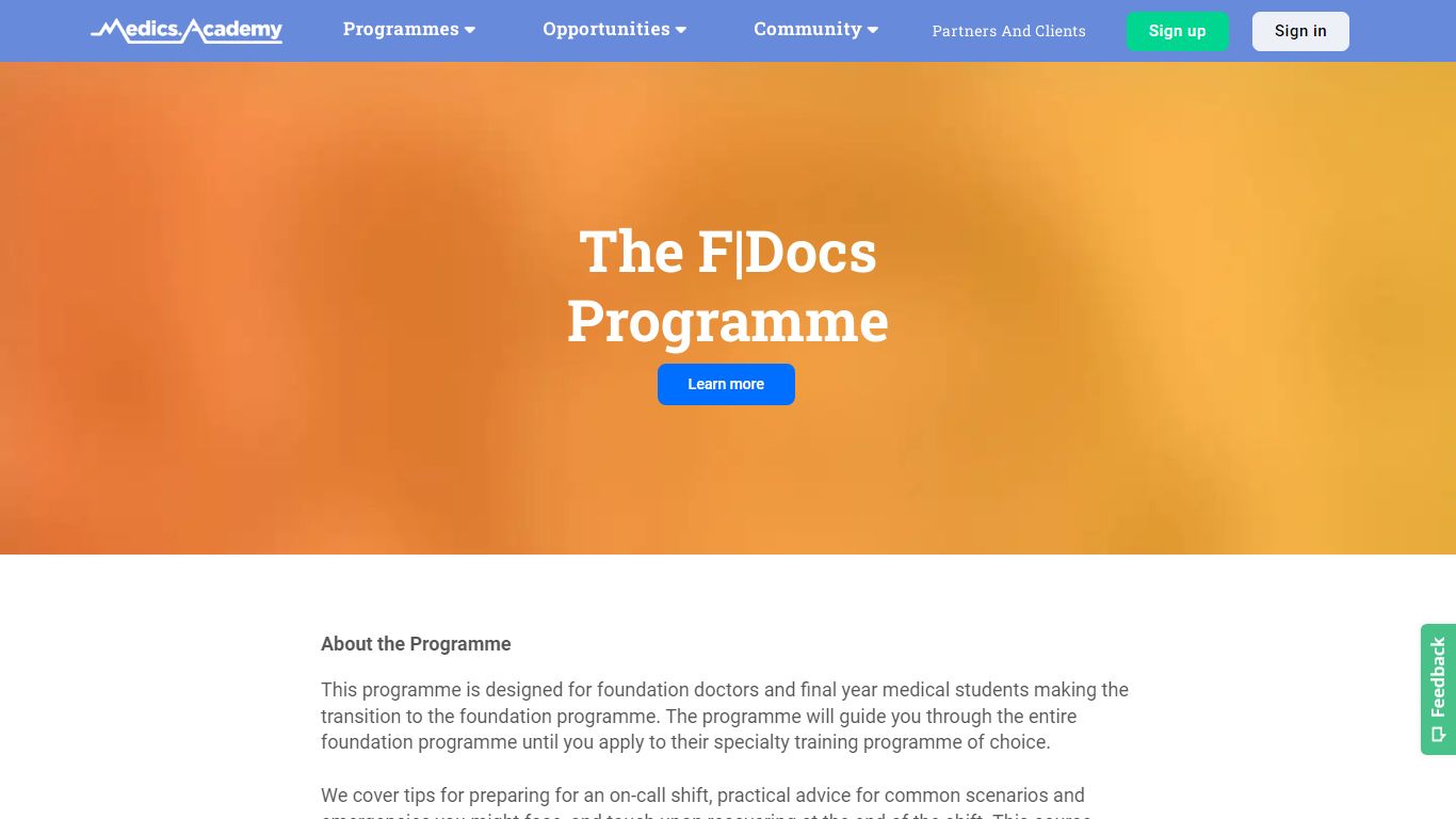 The F|Docs Programme - Medics Academy